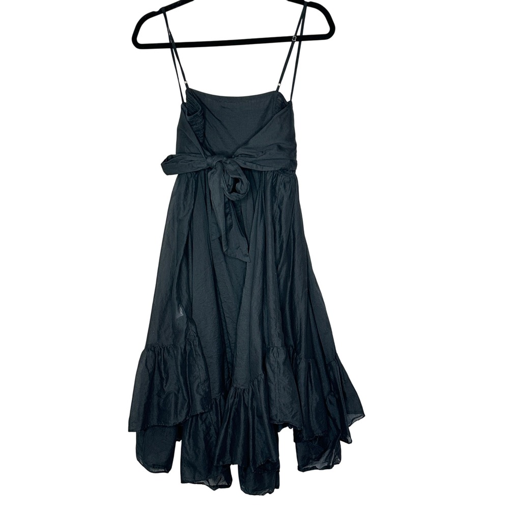J. Crew Re-Imagined‎ Bow Front Black Cotton Beach Midi Dress Summer Medium - Picture 2 of 13